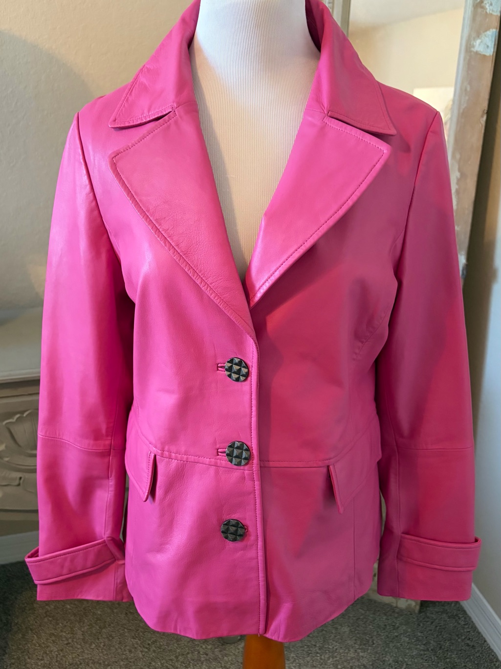 Bod And Christensen Hot Pink Leather Blazer Jacket - Women